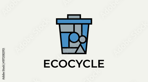 Ecocycle Recycling Bin Logo Design.