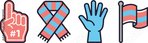 Soccer Fan Cheering Accessories, Foam Finger, Team Scarf and Flag
