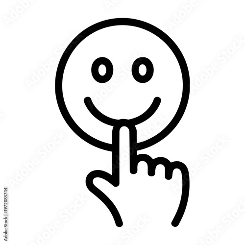 Happy face with a hand held up to lips in a vector