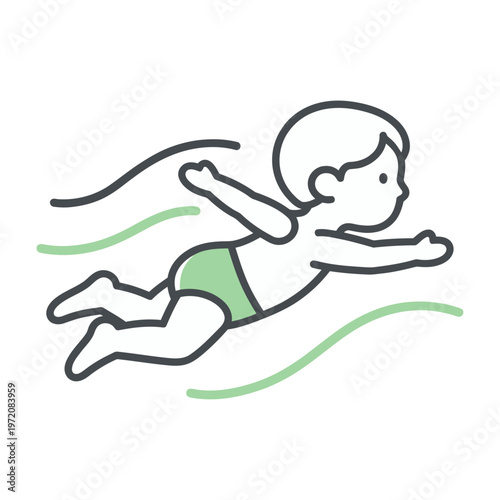 Vector of a child swimming underwater