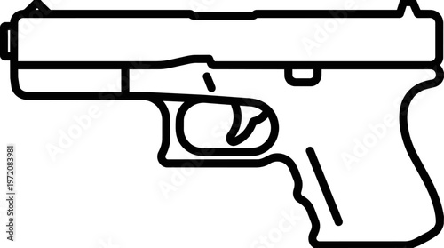 Handgun Side View Illustration.