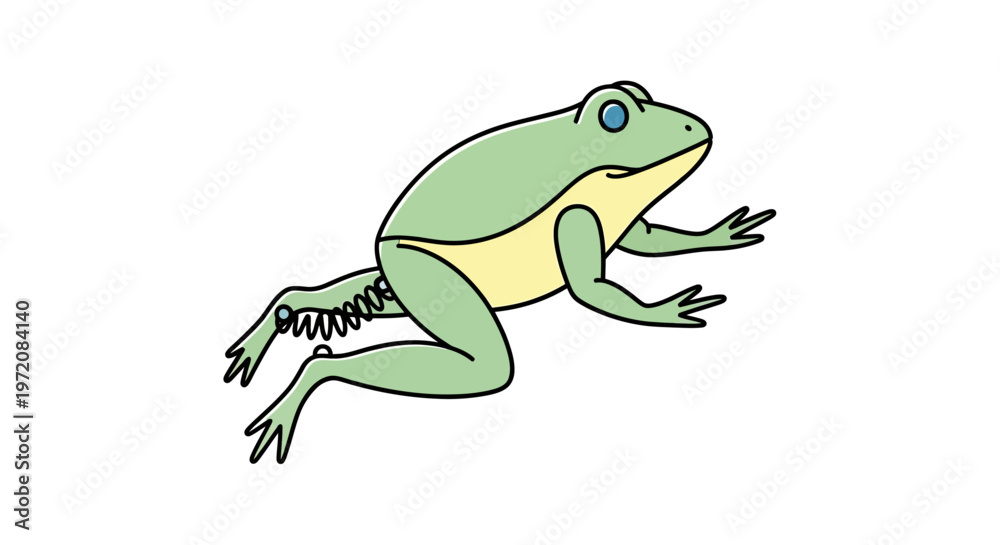 Fototapeta premium Green Frog Sitting on White Background.