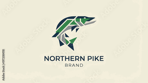 Northern Pike Fish Logo Design.