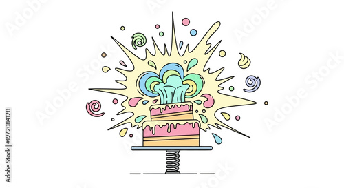 Colorful Cake With Frosting Decorations.