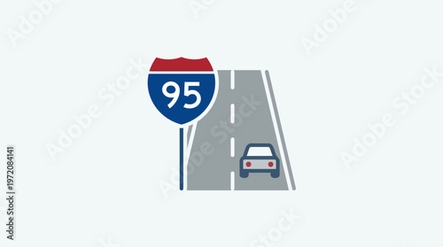 Interstate 95 Highway Road Sign.
