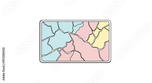 Colorful map illustration with sections.