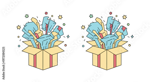 Two open gift boxes with money.