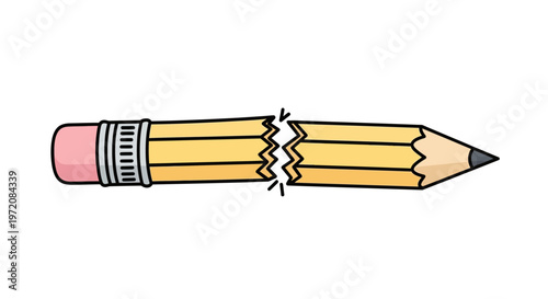 Broken Yellow Pencil with Eraser.