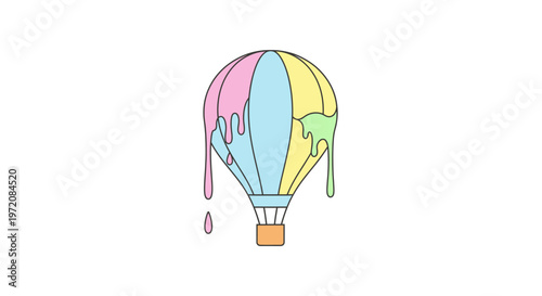 Colorful hot air balloon melting down.