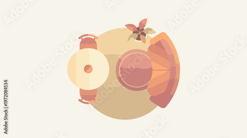 Flat lay food and drink.
