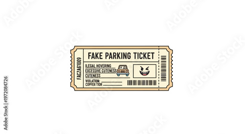 Fake parking ticket paper document.