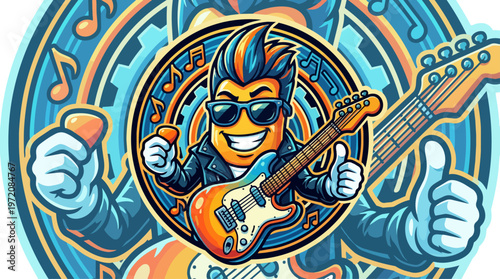Smiling Guitar Player Character.