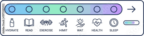 Wellness icons on screen.