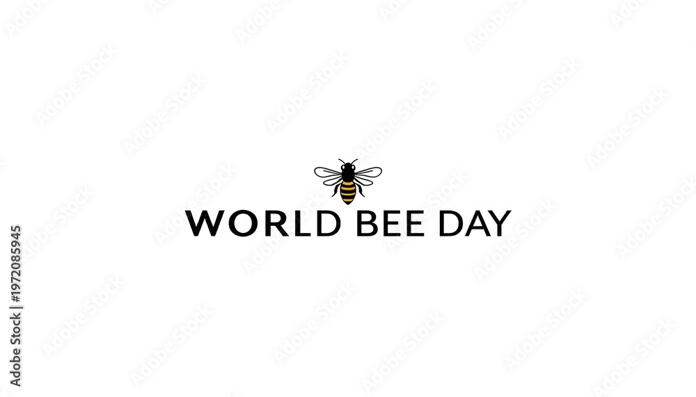 Obraz premium A logo celebrating World Bee Day with a bee and text on a white background