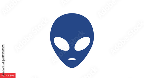 Blue Alien Face Icon Vector Illustration