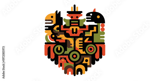 Abstract Andean Culture Symbol Art Deco Style