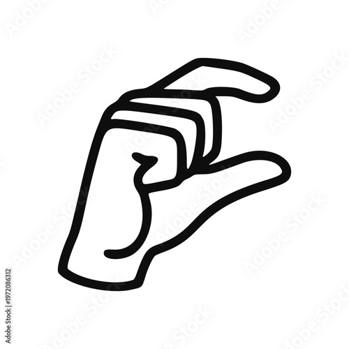 Hand pinching fingers minimalist line art icon
