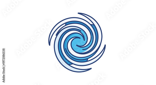 Abstract Swirling Blue Lines Forming a Vortex or Hurricane Symbol