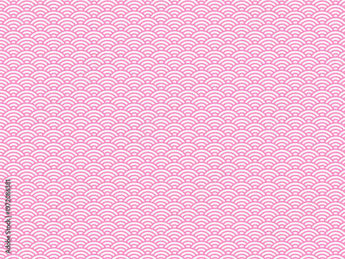 Seigaiha Japanese wave pattern in soft pink tones seamless decorative background