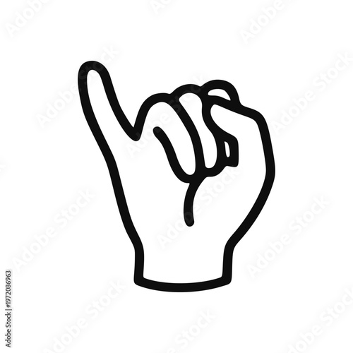 Hand with pinky finger up minimalist line art icon