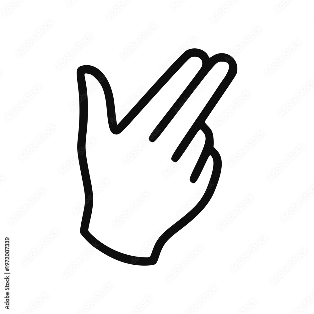 Obraz premium Hand with two fingers pointing up minimalist line art icon
