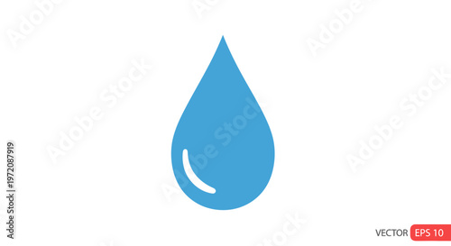 Blue water drop icon on white background, vector illustration