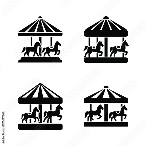 Four Carousel Horse Icons With Canopies collection