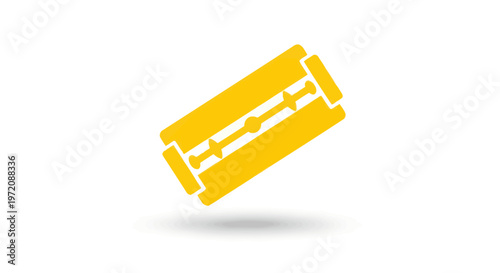 Sharp golden razor blade icon on white background, symbolizing grooming and precision