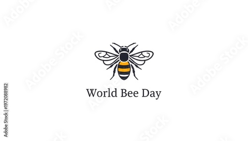 A logo illustration of a bee for World Bee Day with a white background