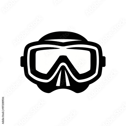 Professional Isolated Diving Mask Icon in Black and White for Design Projects