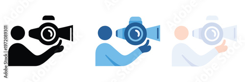 Viewpoint icon set, including perspective, observation, and outlook symbols, editable illustrations for maps