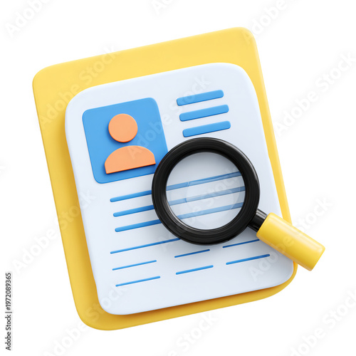 Professional Isolated Document Person Icon Magnifying Glass Image Usage