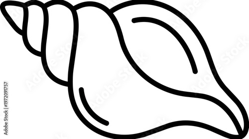 Black line drawing sea shell.