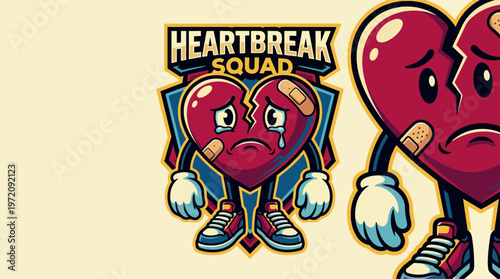 Sad Heart Characters With Bandages.