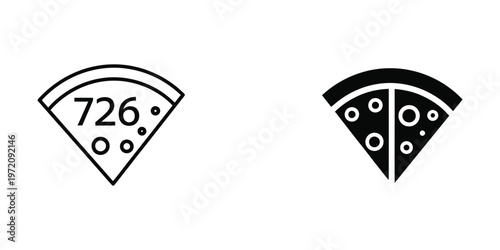 Creative mashup of pizza slice and wifi signal icons with numbering on one slice