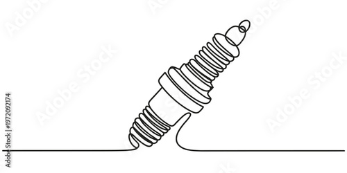 A single continuous line drawing of a car spark plug isolated on a clean white background design Vector, illustration
