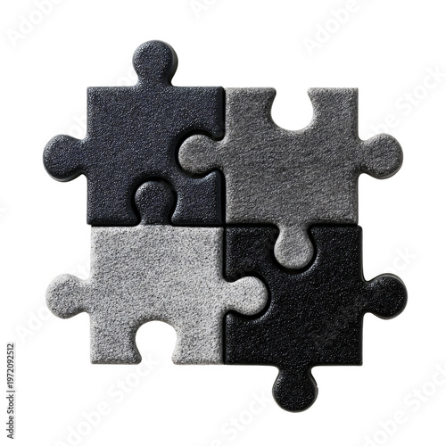 Professional Isolated 4-Piece Jigsaw Puzzle with Black and White Pieces