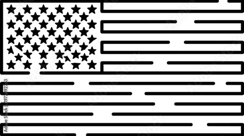 American flag with broken lines.