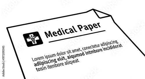 Medical paper or health report document with caduceus icon.