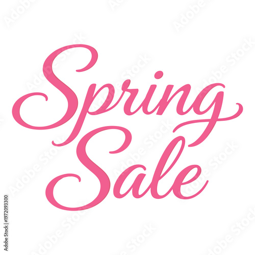 Spring sale announcement in pink cursive letters