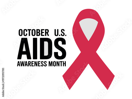 A red ribbon symbolizing AIDS awareness during October U.S. AIDS Awareness Month