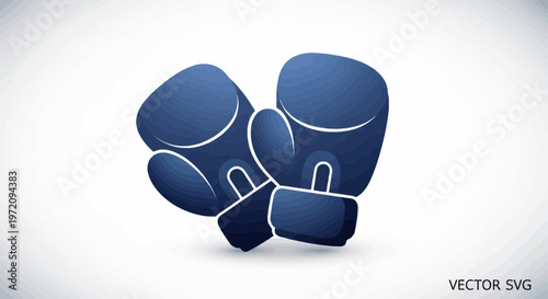 Blue Boxing Gloves Icon with Wavy Texture - Sport and Fitness Symbol