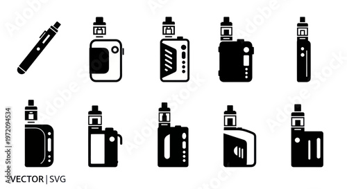 Vape Devices Collection: Electronic Cigarette Icons and Vector Graphics