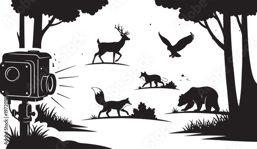 Wildlife camera captures forest animals in their natural habitat