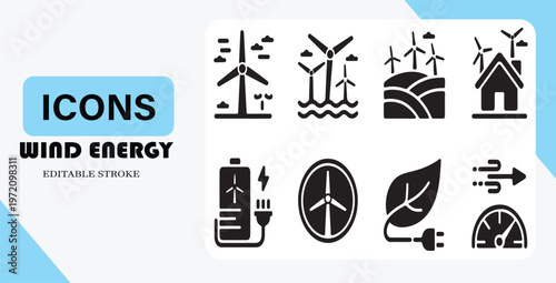 Wind energy icons for sustainable power solutions
