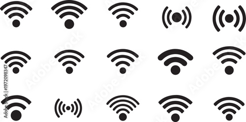 WiFi signal icons on a white background pattern design