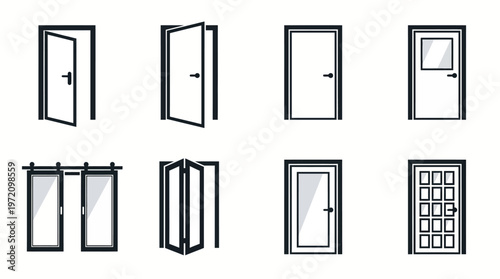 Modern door designs comparison guide showcasing single, double, folding, and windowed styles for architecture, home improvement, and interior inspiration