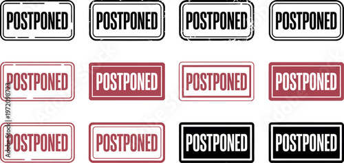 Postponed stamps with various colors and textures are shown here