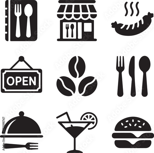 Assorted icons representing various food and beverage service symbols