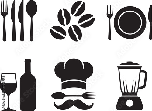 Assorted icons representing culinary and dining essentials